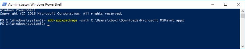 PowerShell command to install signed appx package on Windows 10