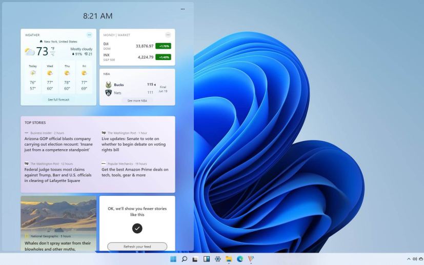 Windows 11 Widgets open