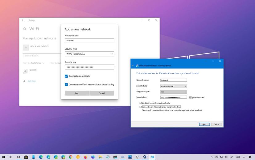 Windows 10 add Wi-Fi network profile manually