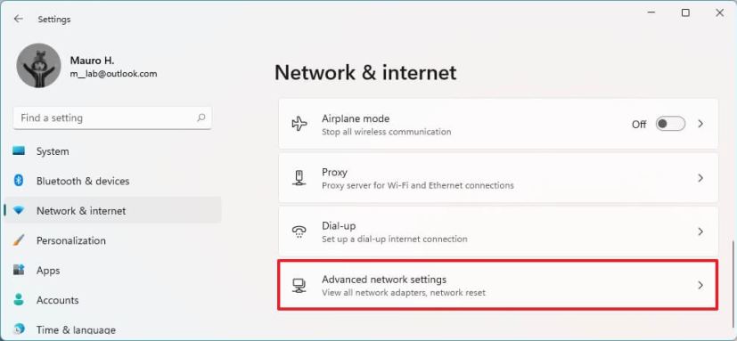 Windows 11 advanced network settings