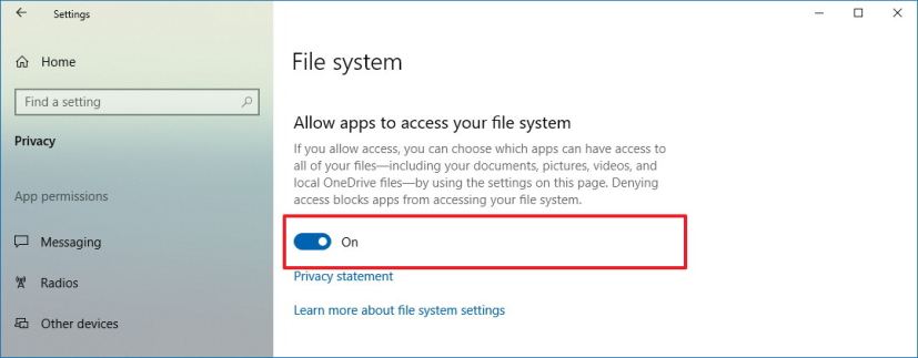 Allow or deny file access to apps