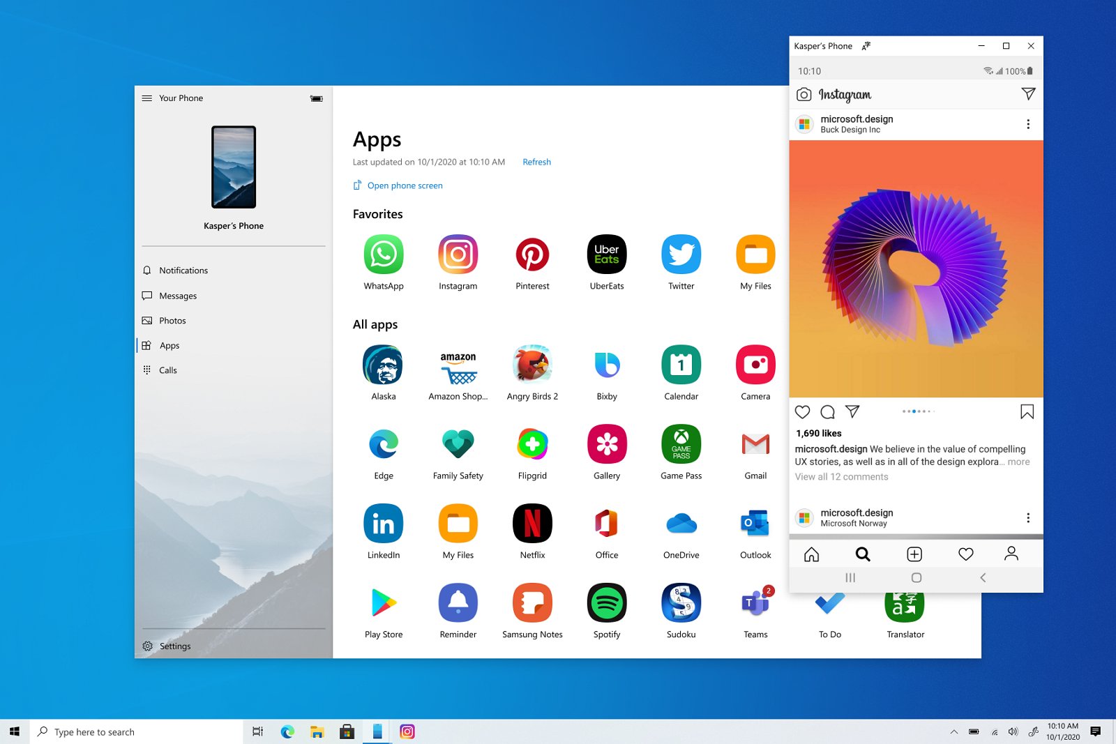 Android apps on Windows 10 (source: Microsoft)