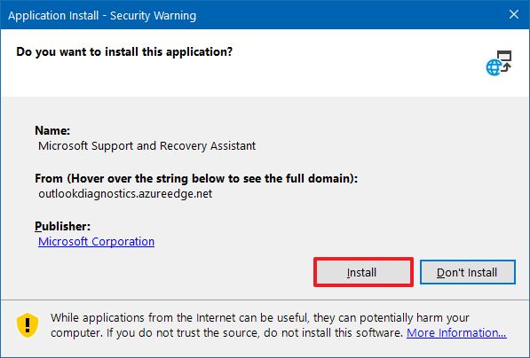 Microsoft app security warning