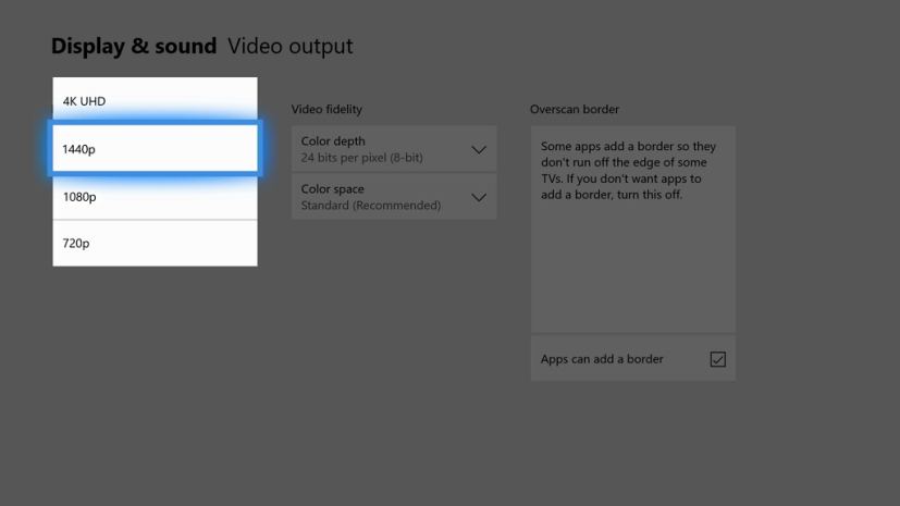 Xbox One 1440p settings