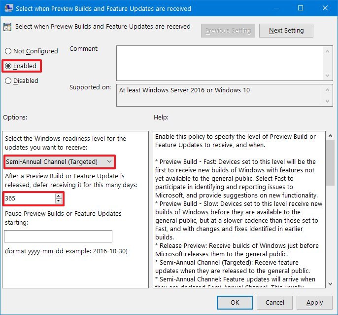 Block Windows 10 version 1903 using Group Policy settings