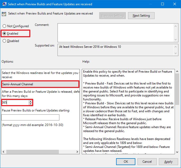Block Windows 10 version 20H2 using Group Policy