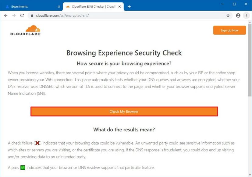 Cloudflare DNS over HTTPS test