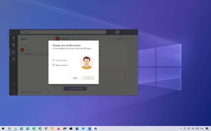 Microsoft Teams change account picture option