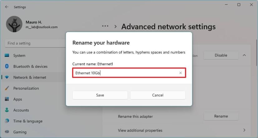 Windows 11 change name Ethernet adapter