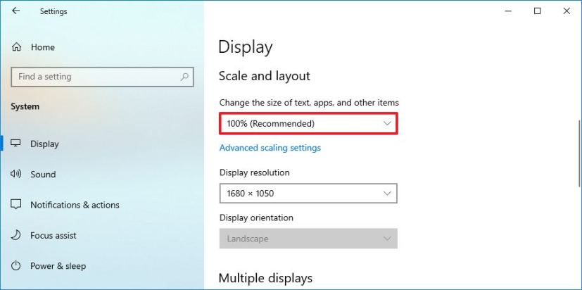 Windows 10 scale settings