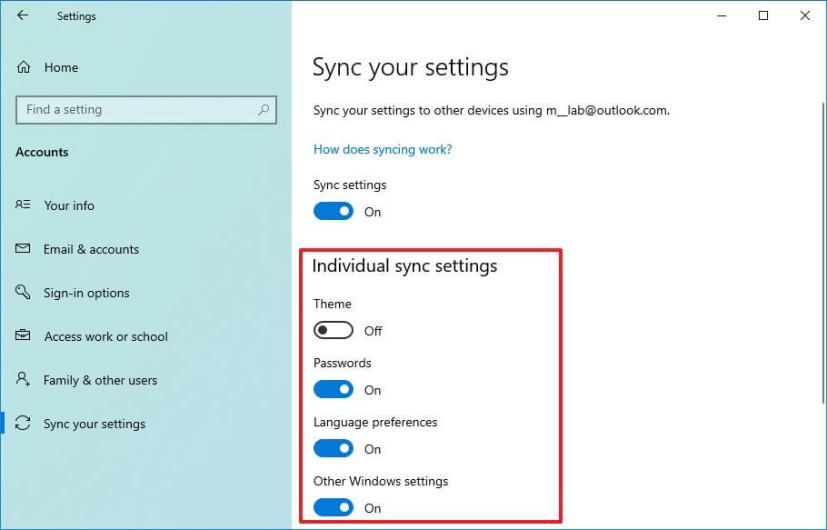 Change sync settings