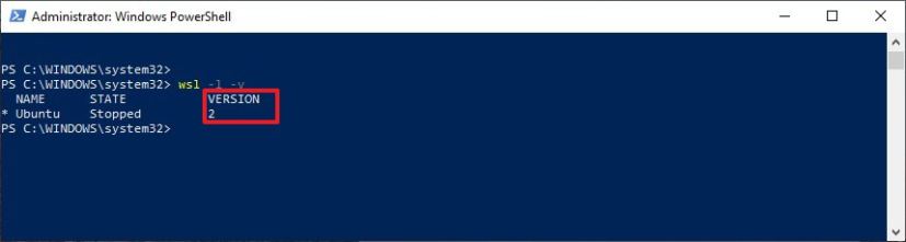 Check distro using Windows Subsystem for Linux 2 on PowerShell
