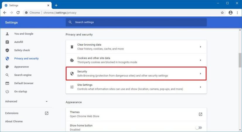 Chrome privacy and security settings