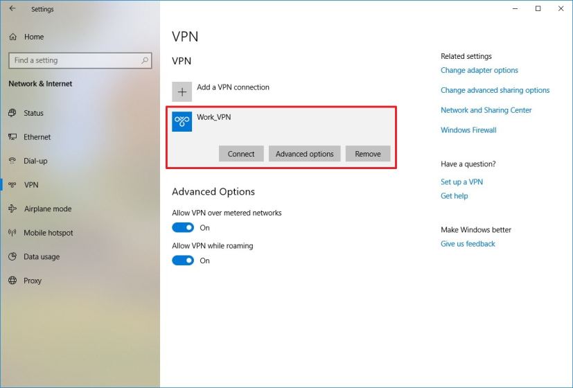 Windows 10 remote connection using VPN