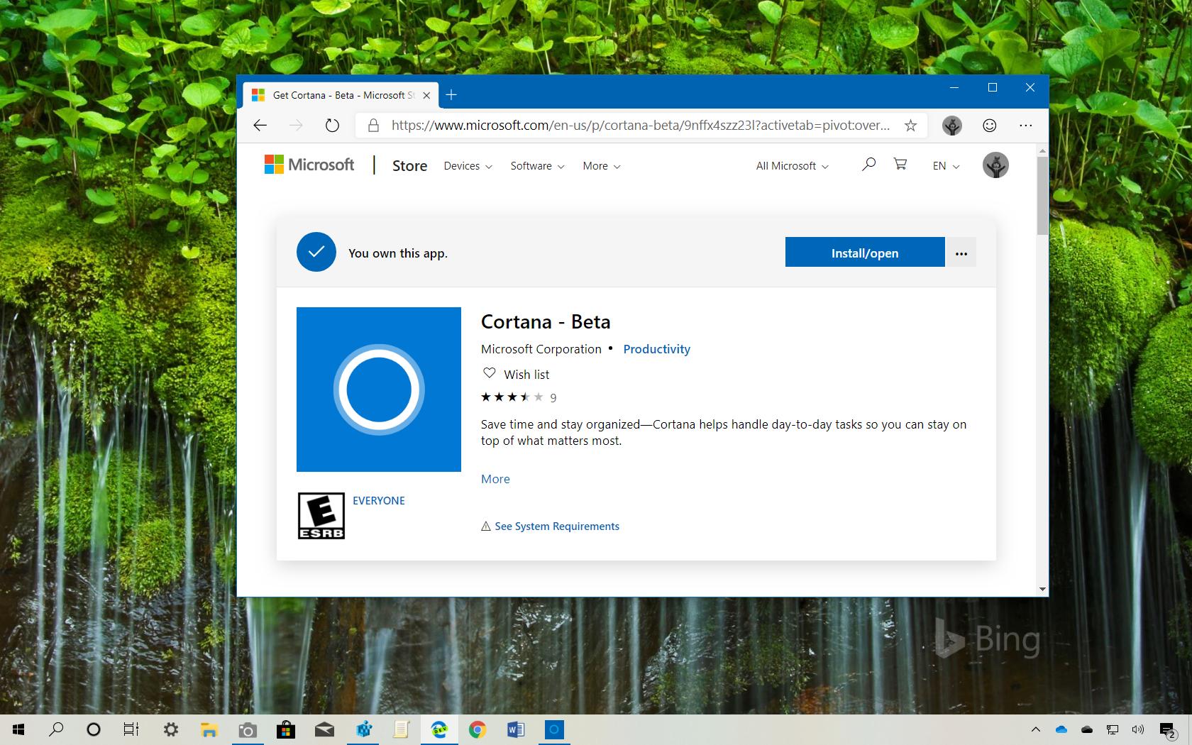 Cortana app for Windows 10