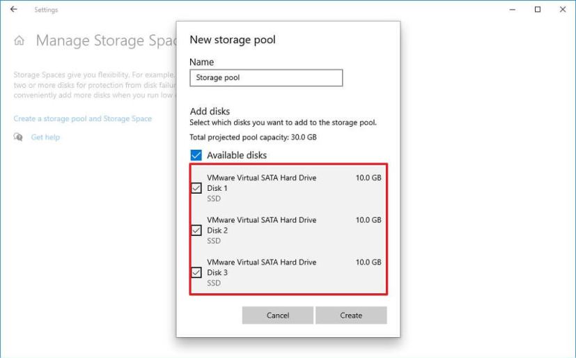 Create storage pool