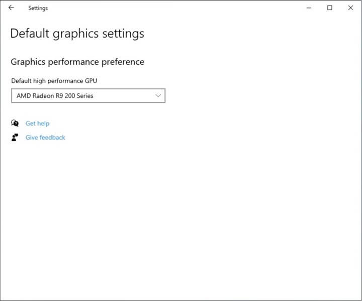 Windows 10 default GPU setting / source: Microsoft