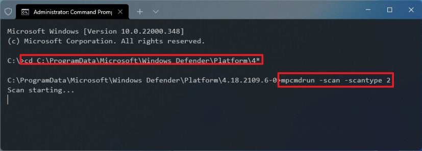 Microsoft Defender full scan command