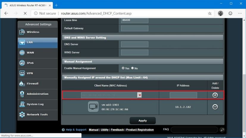 DHCP assign static IP address automatically