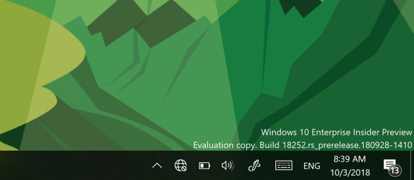 Windows 10 taskbar disconnected network icon on build 18252