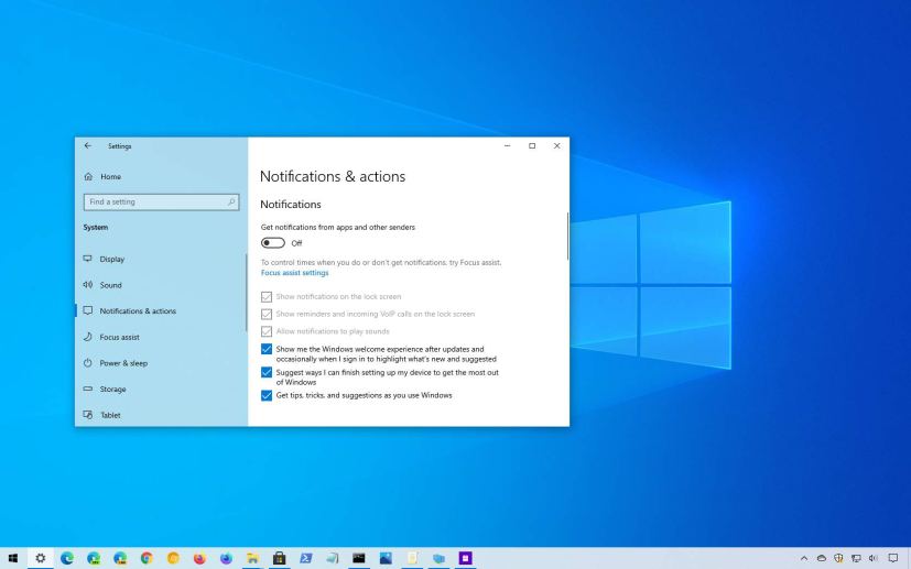 Windows 10 disable all notifications