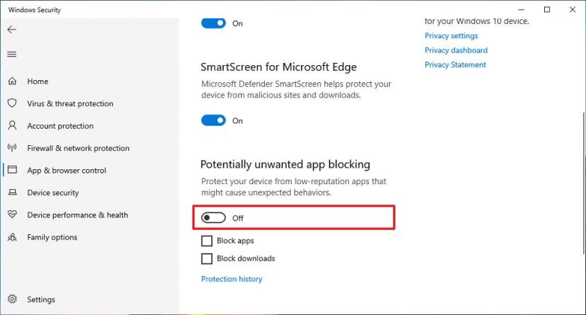 Disable potentially unwanted apps on Windows 10