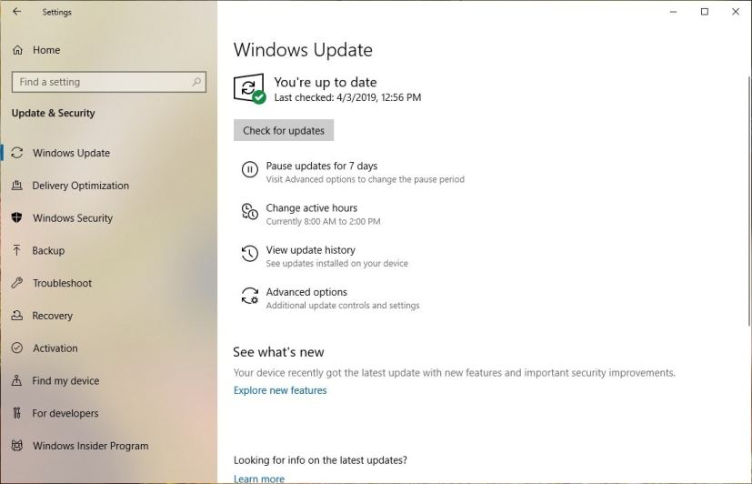 Disable updates on Windows Update settings page