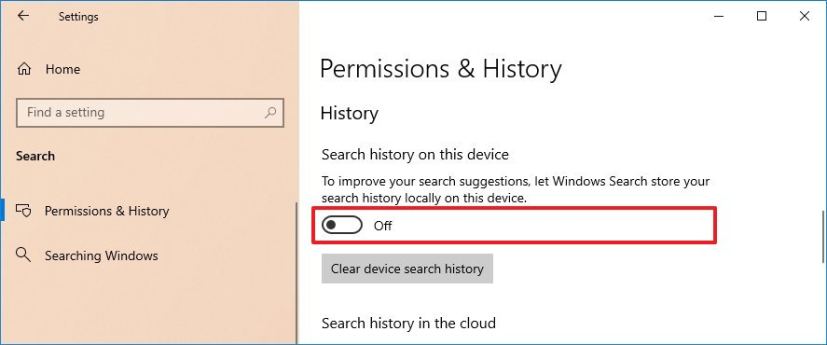 Disable Windows Search recent items
