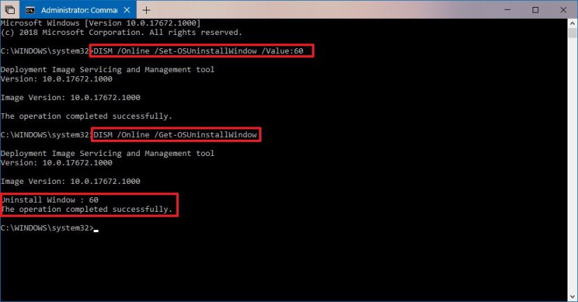 DISM Set-OSUninstallWindow