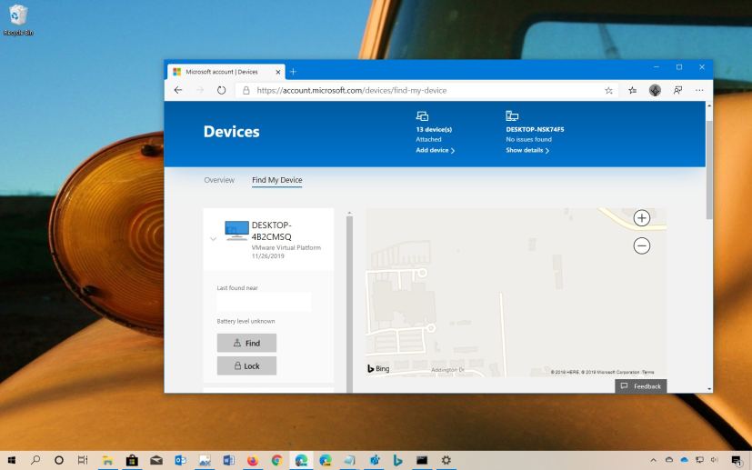 Find My Device feature on Windows 10
