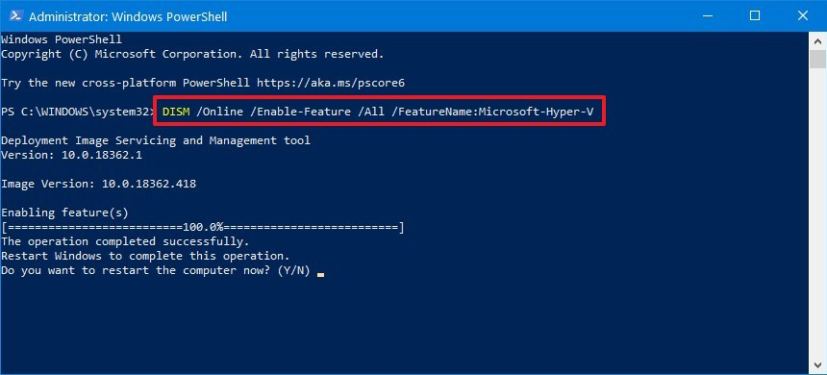 Enable Hyper-V using PowerShell