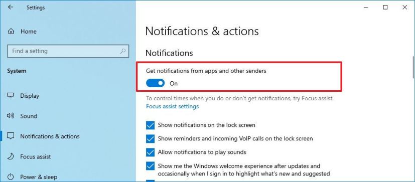 Enable notifications on Windows 10