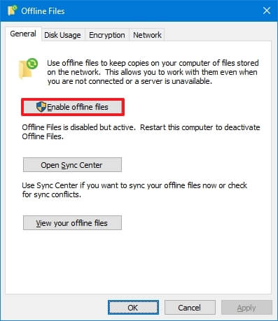 Enable Offline Files