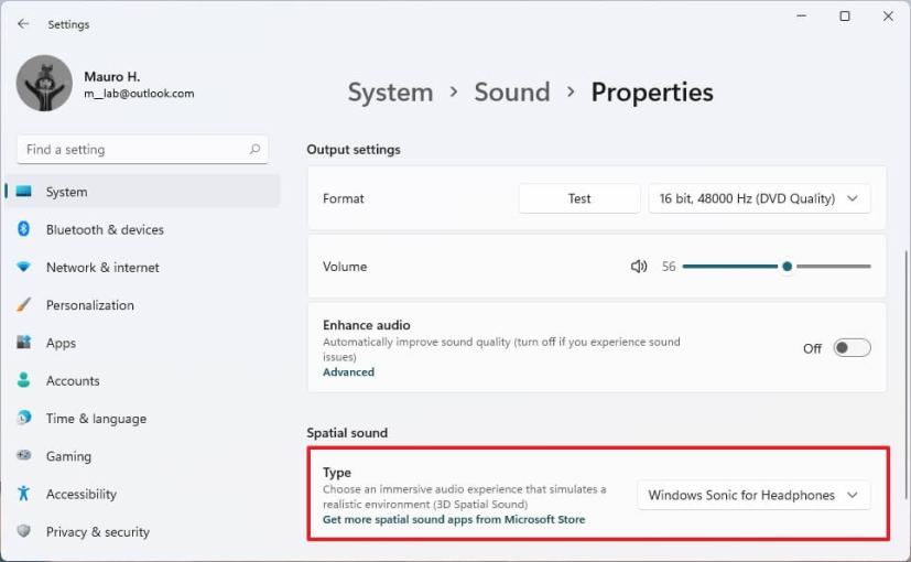 Windows 11 enable spatial sound