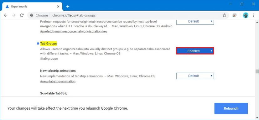 Chrome Tab Groups option