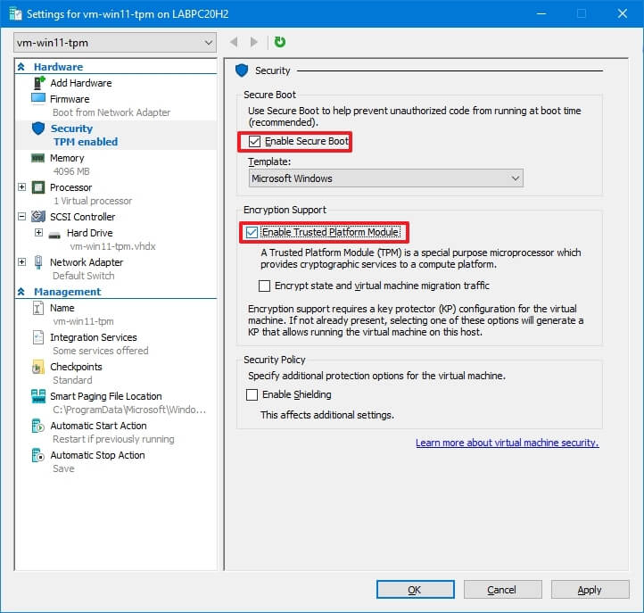 Hyper-V enable TPM for Windows 11