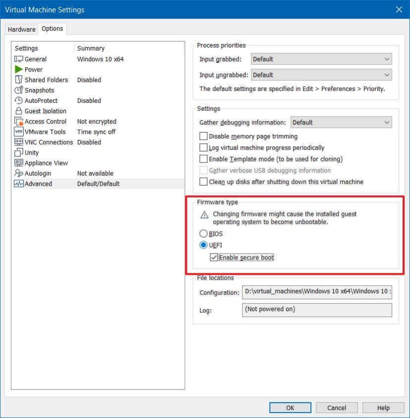 VMware enable UEFI and Secure Boot