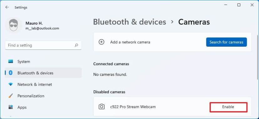 Enable webcam on Windows 11