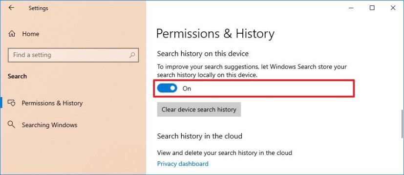 Enable Windows Search recent items