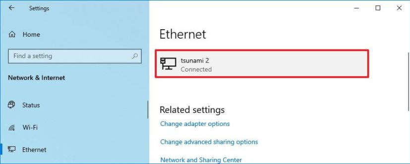 Windows 10 Ethernet settings