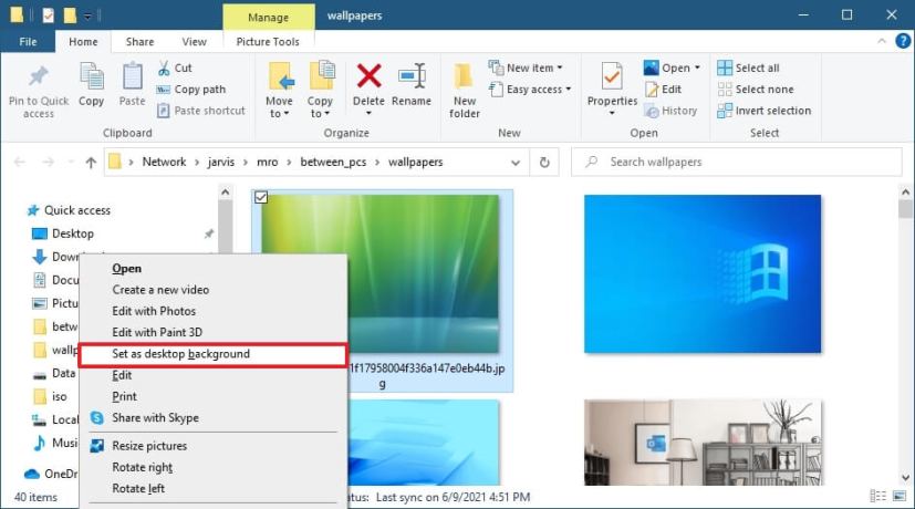 File Explorer change desktop background