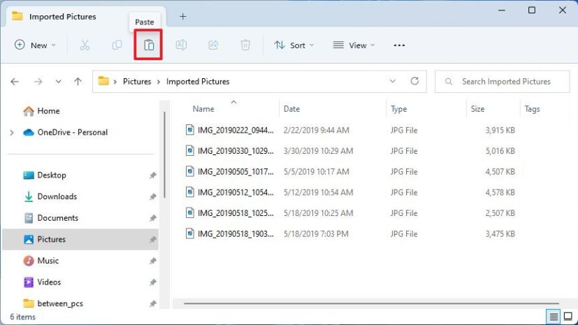 File Explorer import pictures and videos