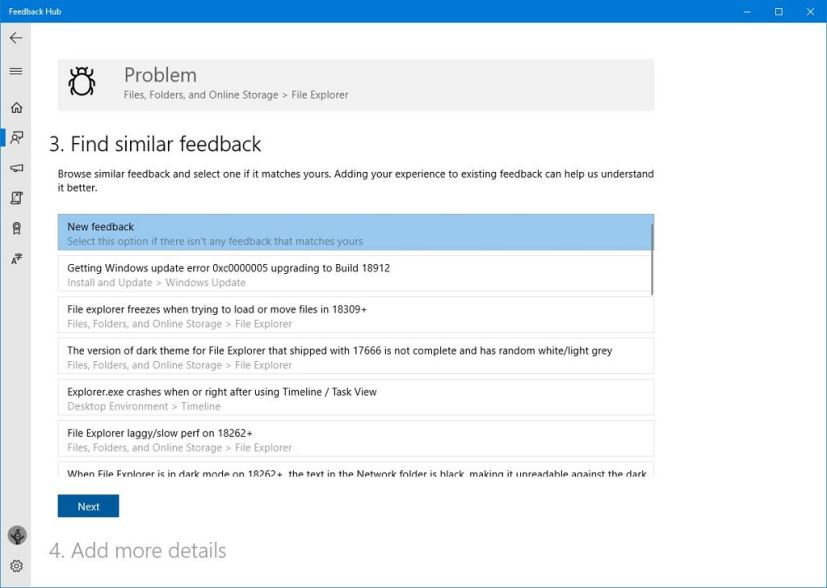 Feedback Hub similar feedback feature
