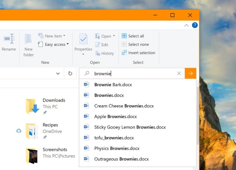 File Explorer with Windows Search. (Image source Microsoft)