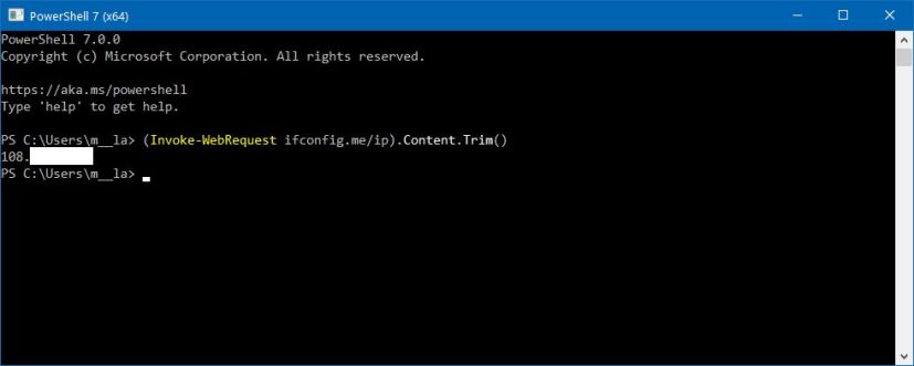 PowerShell public IP address command