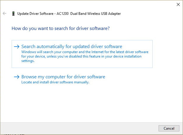 Choose how to install network adapter driver software