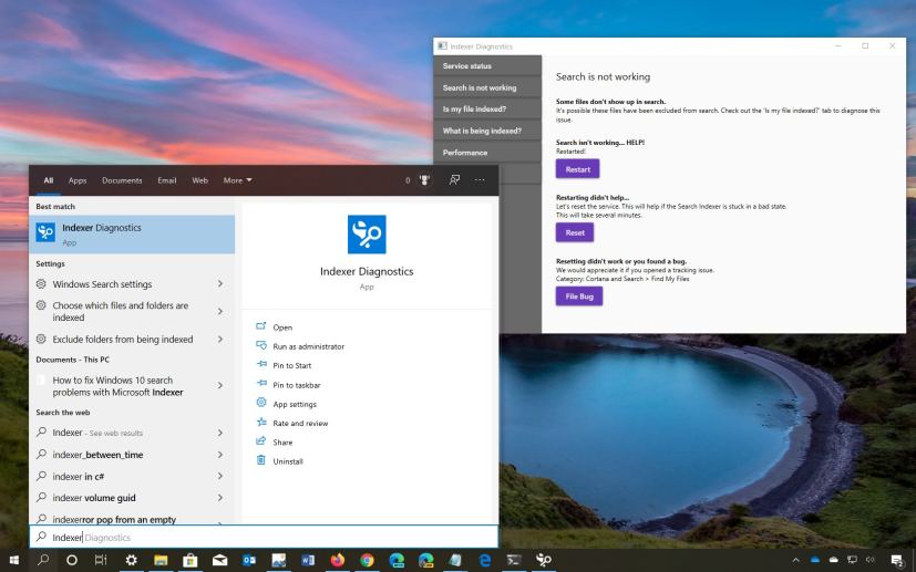 Fixing Windows 10 search with Indexer Diagnostics tool