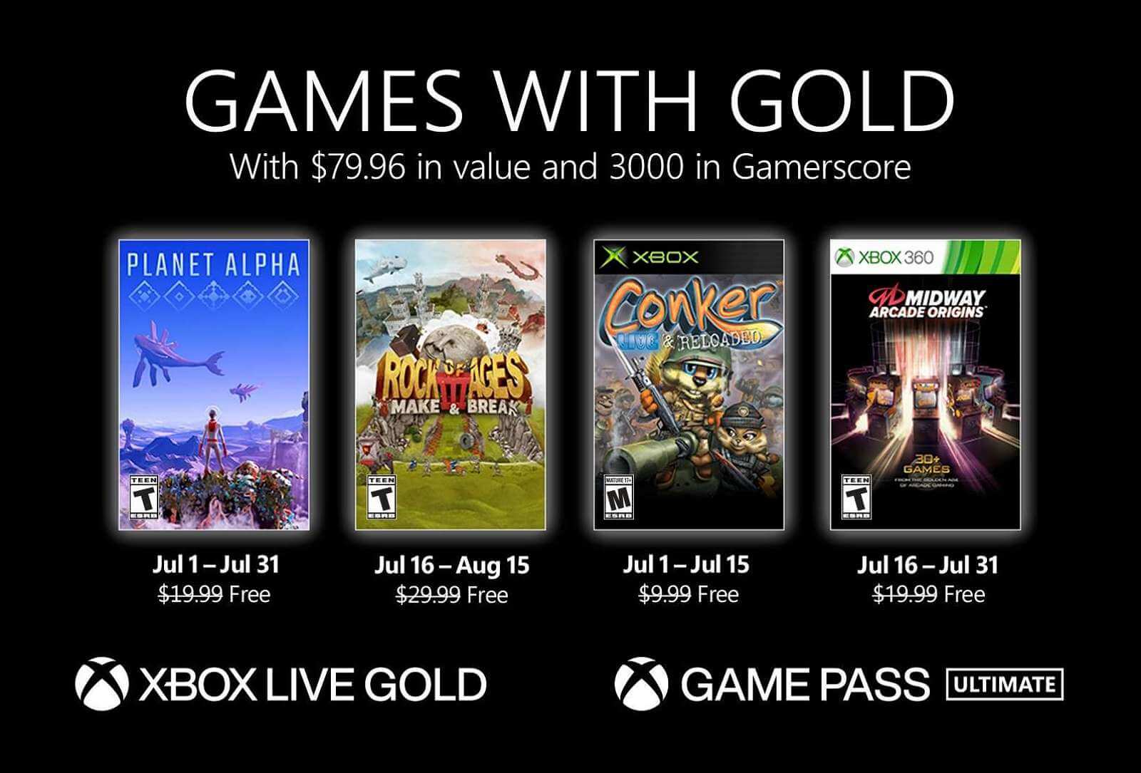 July 2021 Xbox Games with Gold (source: Microsoft)