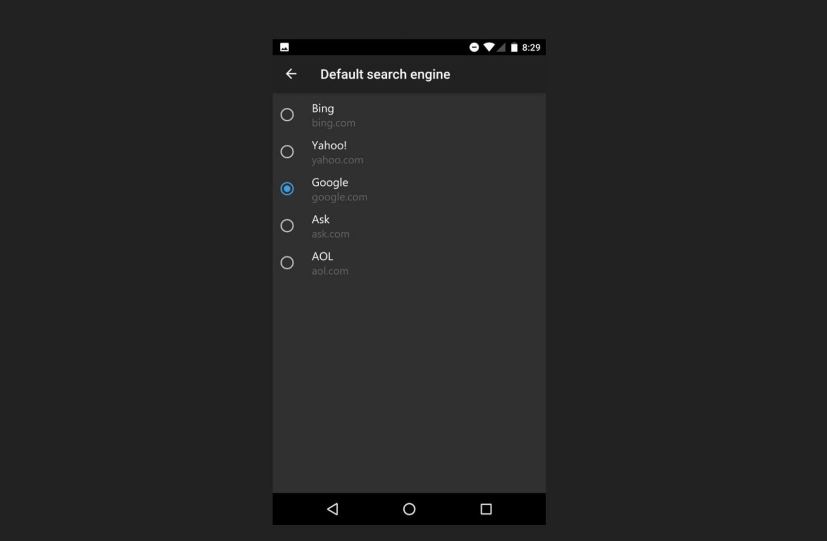 Usee Google on Microsoft Edge for Android