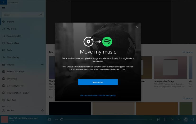 Groove Music to Spotify